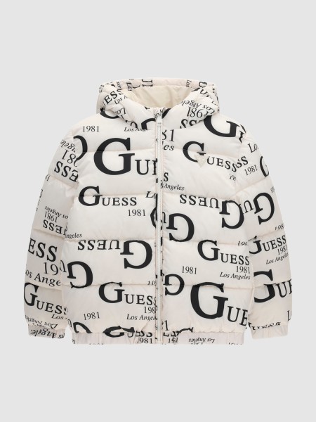 Kispo Guess Menino Oversize Hooded Ls Puffer W/zi