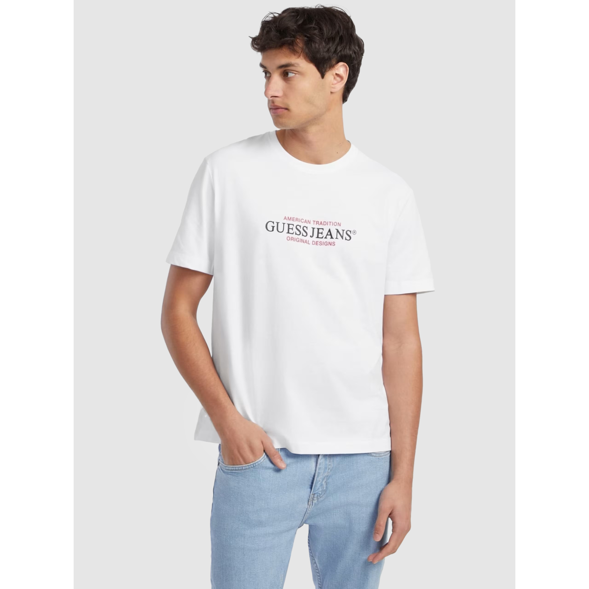 T-Shirt Uomo GUESS JEANS M4YI46 K8FQ4 - Cotone 100% Nero, Logo Patch, Vestibilità Regolare, Made In Italy