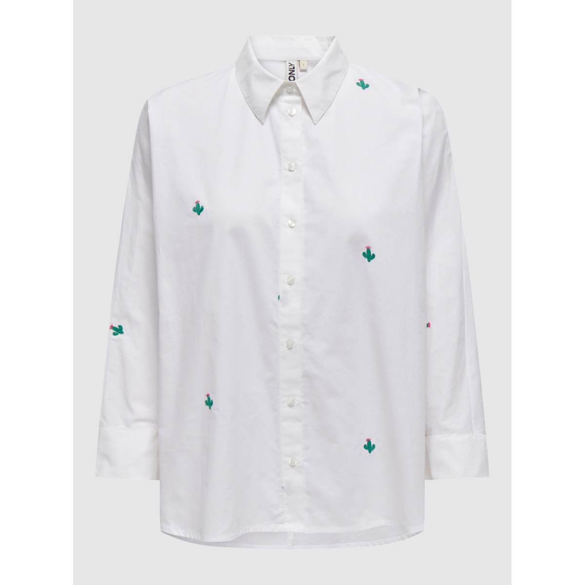 ONLY Rahat Gömlek Yaka Düz Mavi Kadın Gömlek ONLGRACES TULUM LS EMB SHIRT WVN
