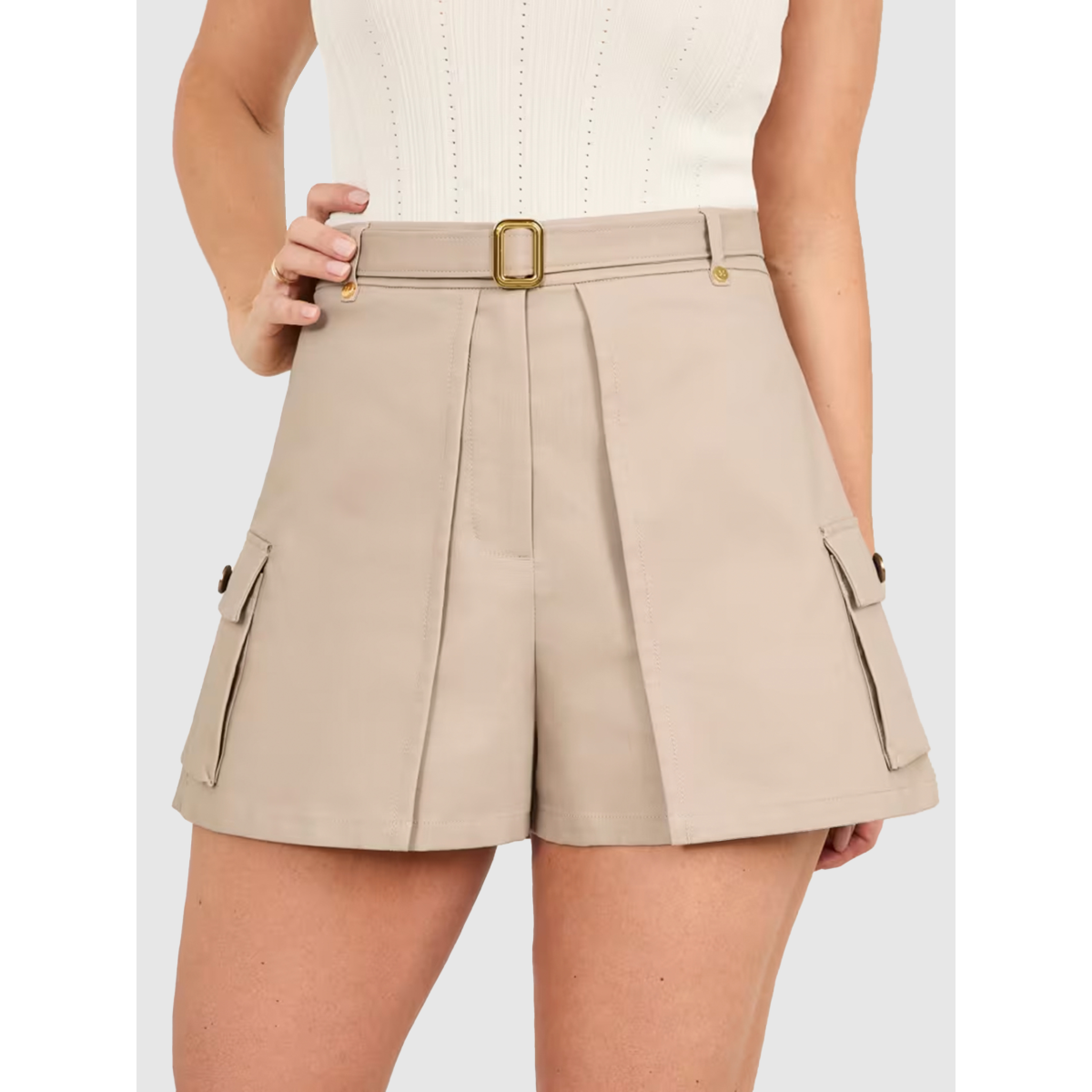 MARCIANO Womens Blue Belted Zippered Printed Shorts main image 1